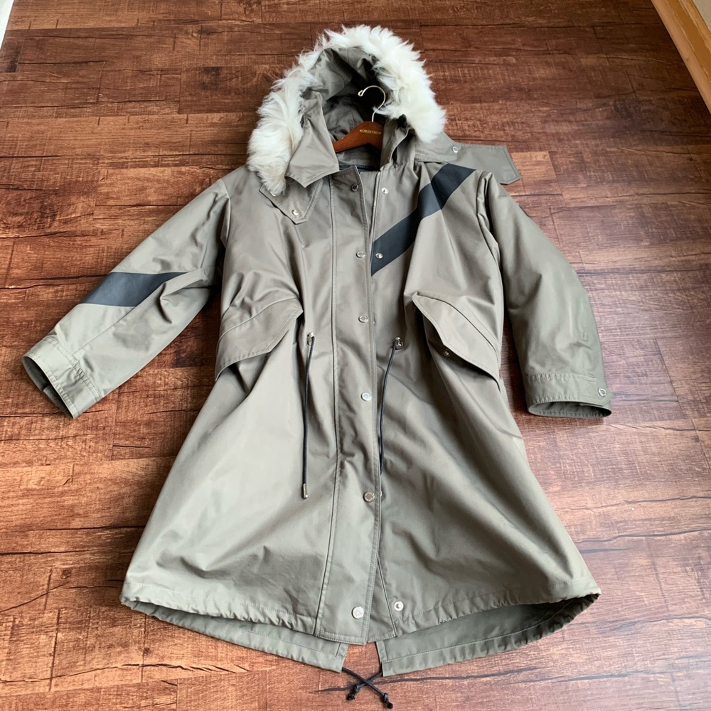 Belstaff olive green shearing trim hooded jacket - Picture 15 of 16